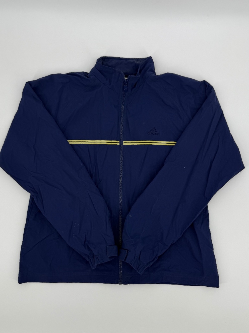 Vintage Y2K Adidas Full Zip Track Jacket Windbreaker Blue Yellow Stripe Men S